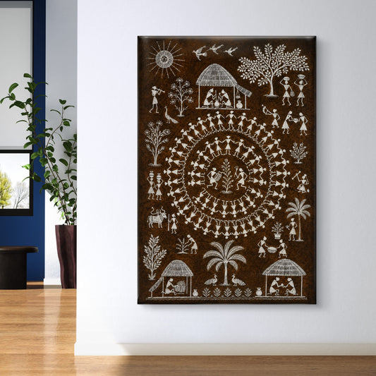 Warli Art Premium Canvas Painting - Premium Wall Art | Decor By Neon