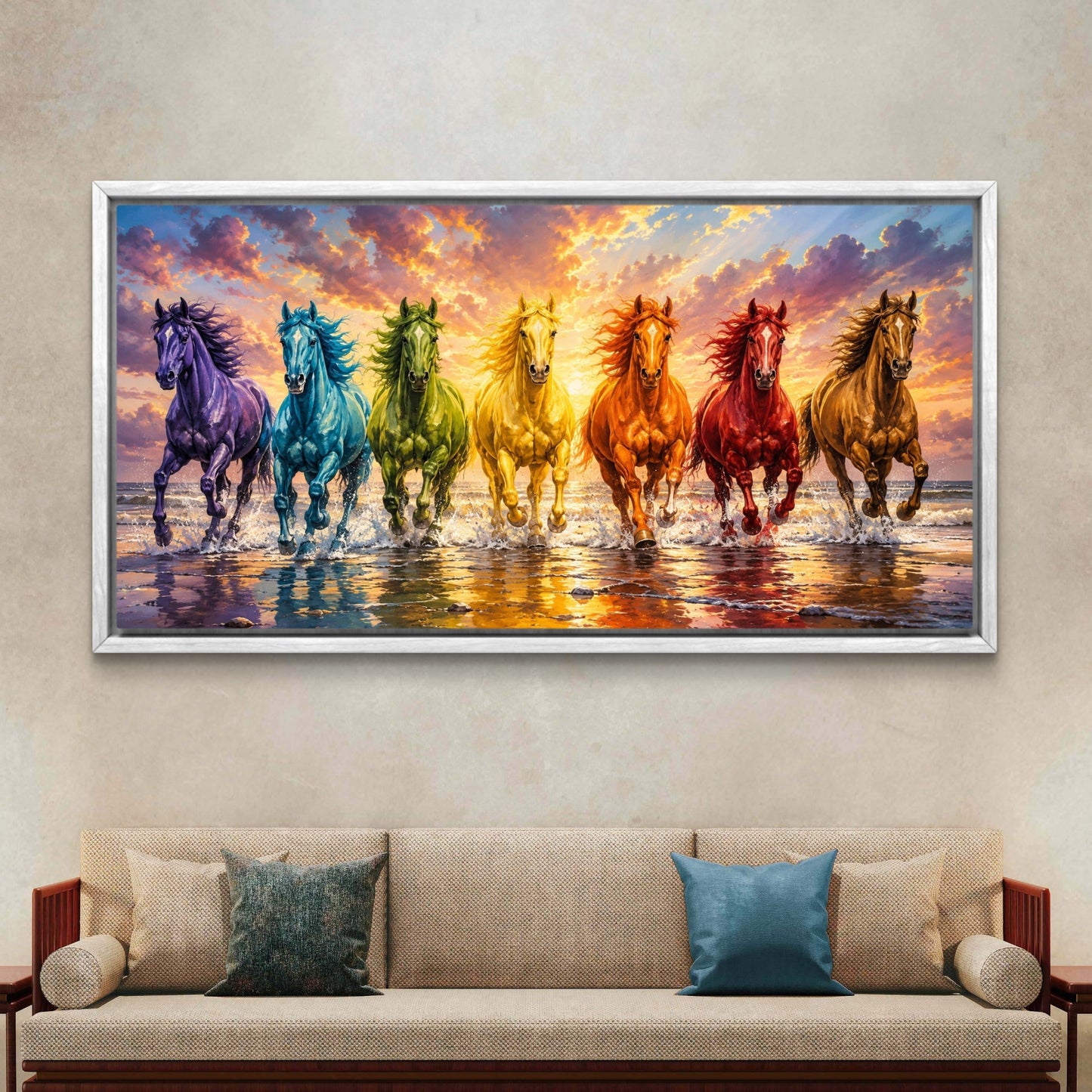 Seven Horses Premium Canvas Painting - Buy Online | Decor By Neon