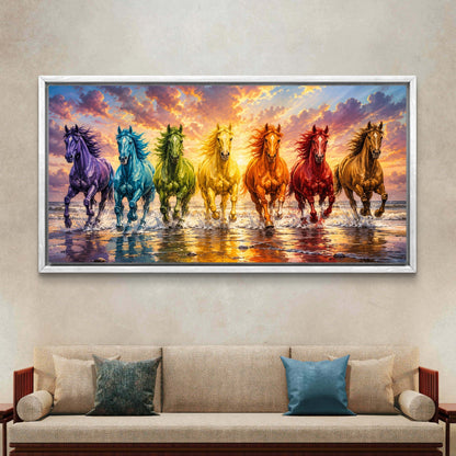 Seven Horses Premium Canvas Painting
