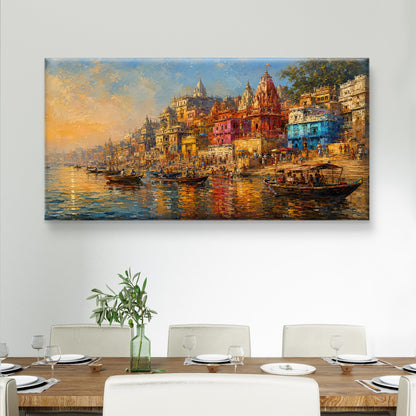 Banaras Ghat Premium Canvas Painting