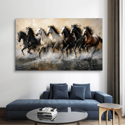 Seven Horses Premium Canvas Painting