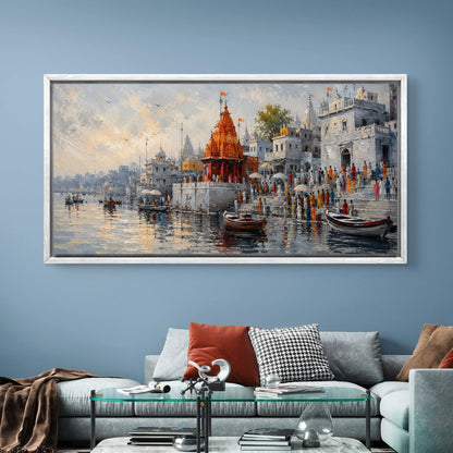 Banaras Ghat Premium Canvas Painting