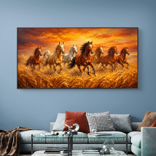 Seven Horses Premium Canvas Painting - Canvas Wall Art | Decor By Neon