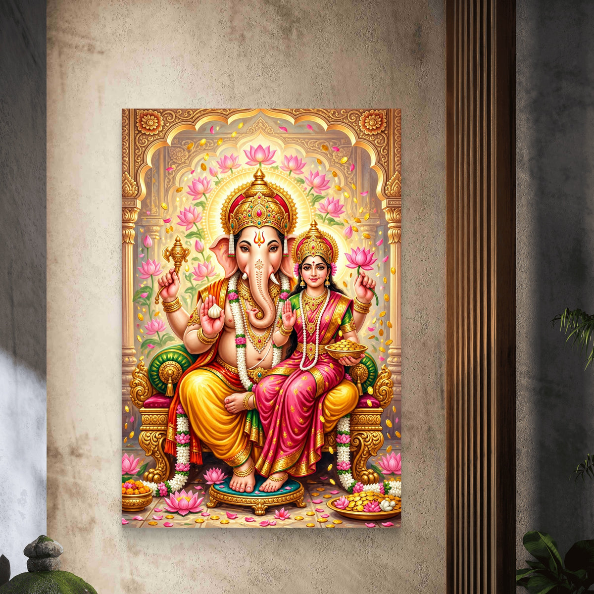 Ganesh Lakshmi Ji Premium Canvas Painting - Buy Online | Decor By Neon