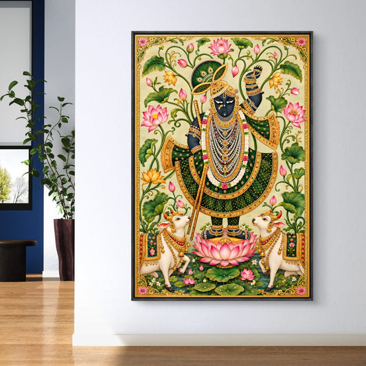 Traditional Pichwai Shrinathji Premium Canvas Painting - Canvas Wall Art | Decor By Neon