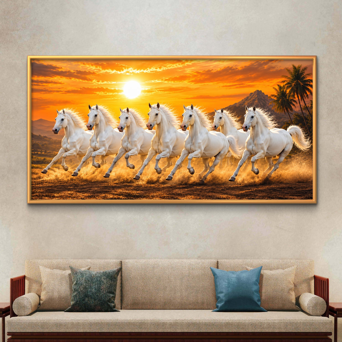 Seven Horses Premium Canvas Painting - Buy Online | Decor By Neon
