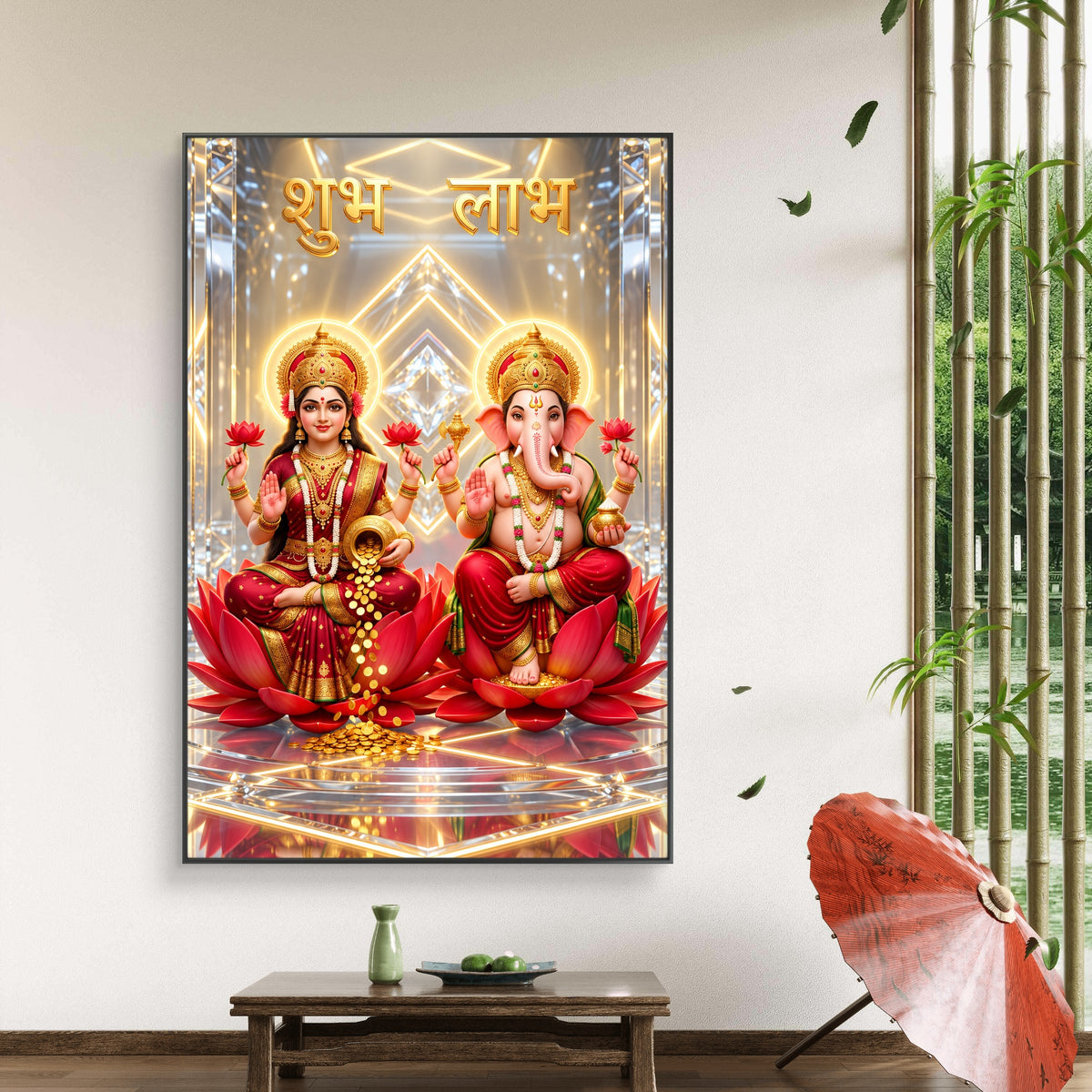 Ganesh Lakshmi Ji Premium Canvas Painting - Buy Online | Decor By Neon