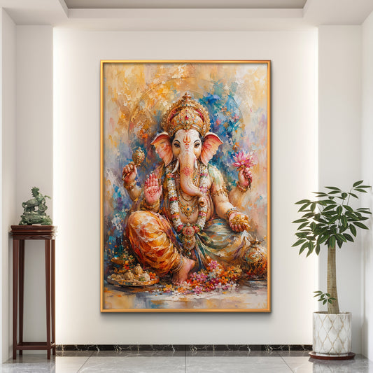 Lord Ganesha Premium Canvas Painting - Premium Wall Art | Decor By Neon