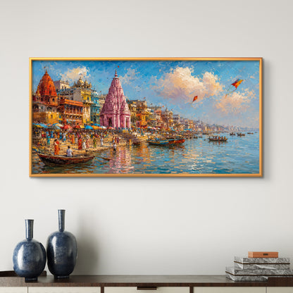 Banaras Ghat Premium Canvas Painting