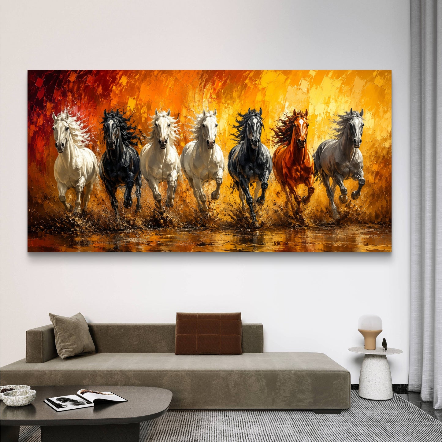 Seven Horses Premium Canvas Painting - Buy Online | Decor By Neon