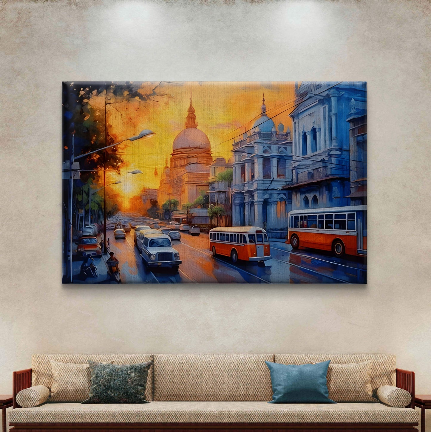 Retro Streetscape Premium Canvas Wall Painting - Buy Online | Decor By Neon