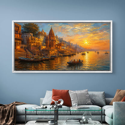 Banaras Ghat Premium Canvas Painting