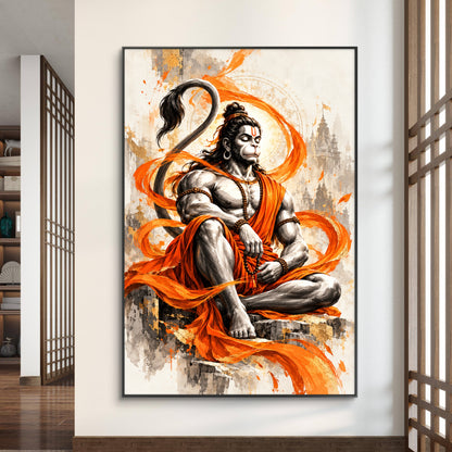 Lord Hanuman Premium Canvas Painting