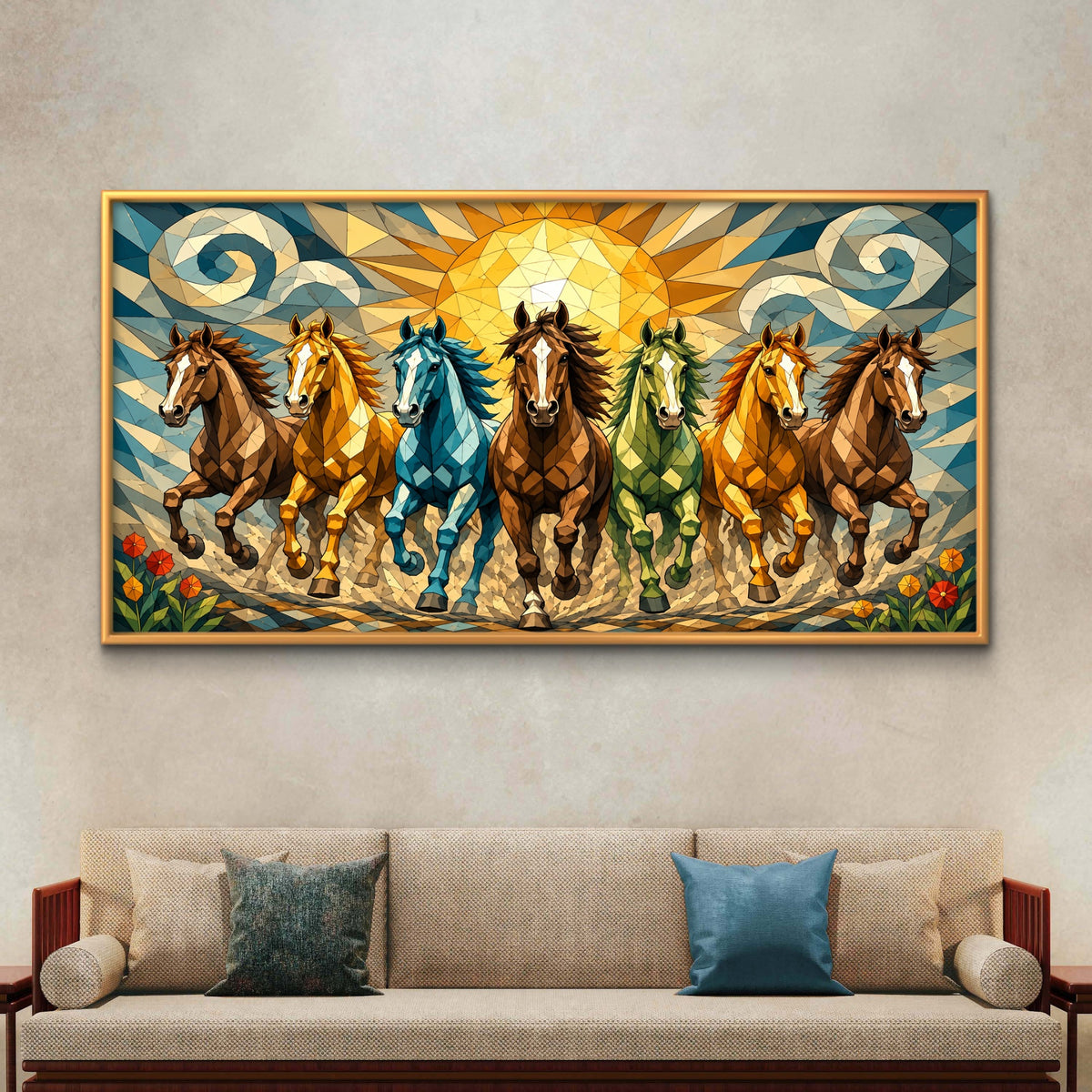 Seven Horses Premium Canvas Painting - Buy Online | Decor By Neon