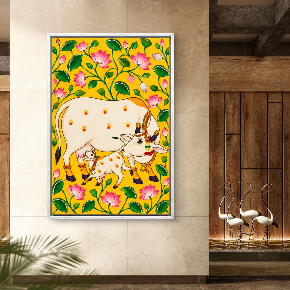 Traditional Pichwai Kamdhenu Cow Premium Canvas Painting - Buy Online | Decor By Neon