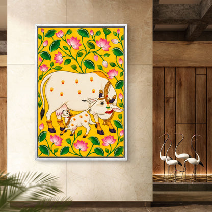 Traditional Pichwai Kamdhenu Cow Premium Canvas Painting