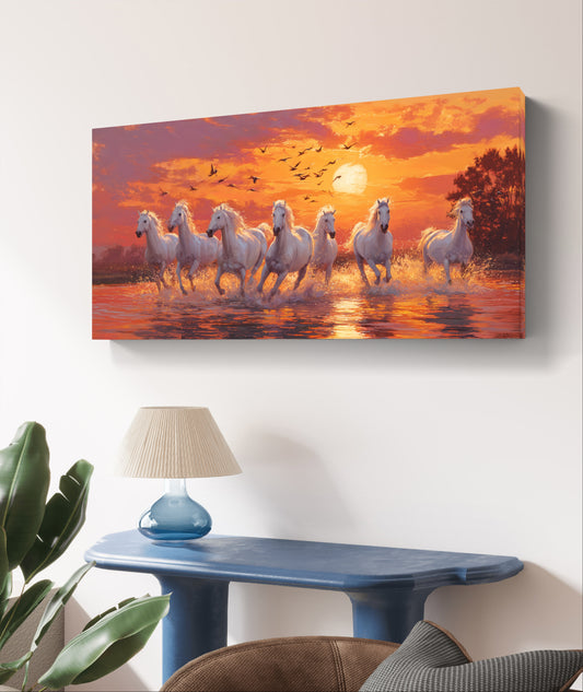 Seven Horses Vibrant Premium Acrylic Wall Art for Home & Office Decor