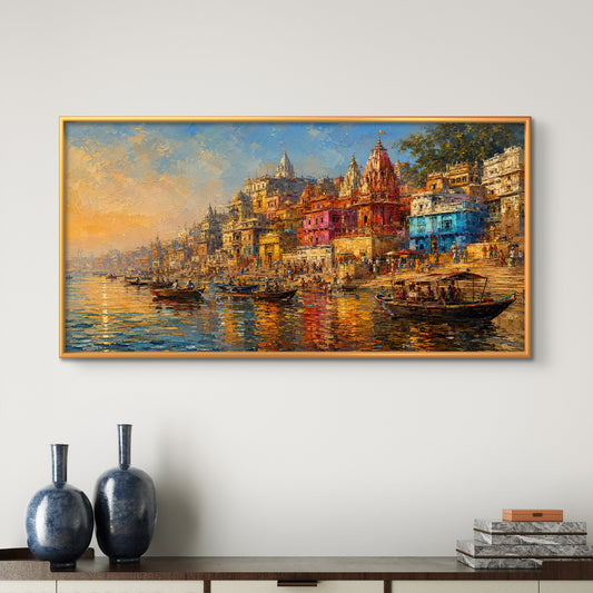 Banaras Ghat Premium Canvas Painting - Premium Wall Art | Decor By Neon