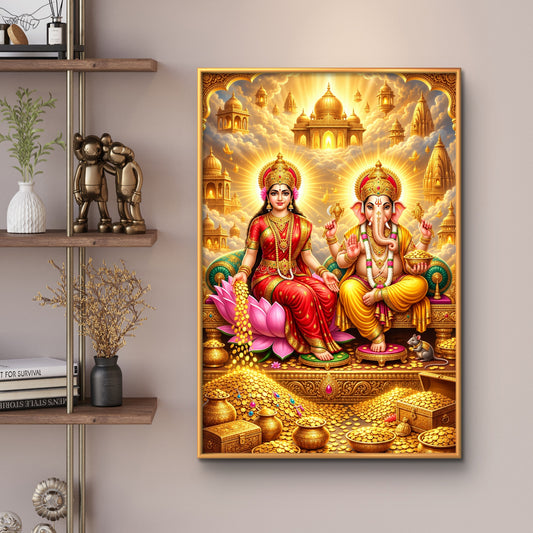 Ganesh Lakshmi Ji Premium Canvas Painting - Premium Wall Art | Decor By Neon