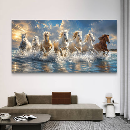 Seven Horses Premium Canvas Painting