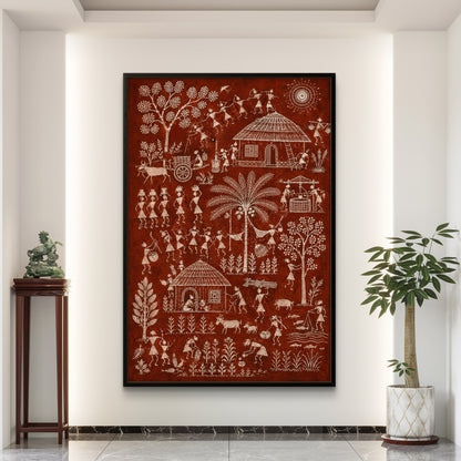 Warli Art Premium Canvas Painting