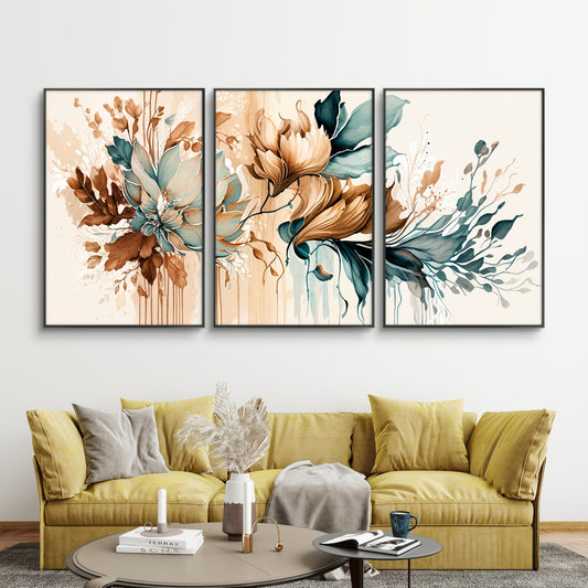 Set of 3 Abstract Art Premium Canvas Painting - Canvas Wall Art | Decor By Neon