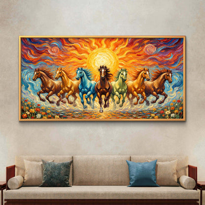 Seven Horses Premium Canvas Painting