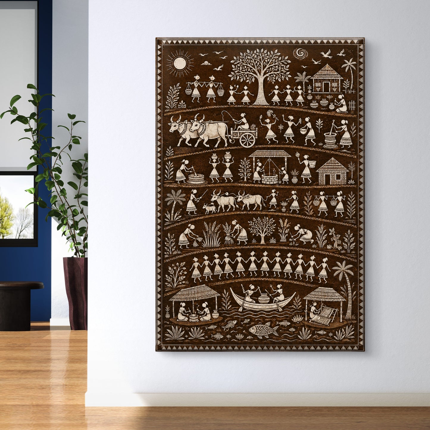 Warli Art Premium Canvas Painting - Buy Online | Decor By Neon