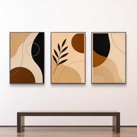 Set of 3 Abstract Art Premium Canvas Painting - Canvas Wall Art | Decor By Neon