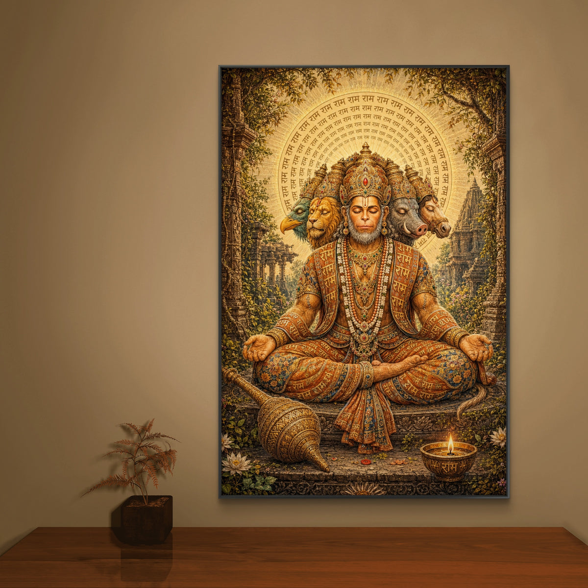 Panchmukhi Hanuman Ji Premium Canvas Painting - Buy Online | Decor By Neon