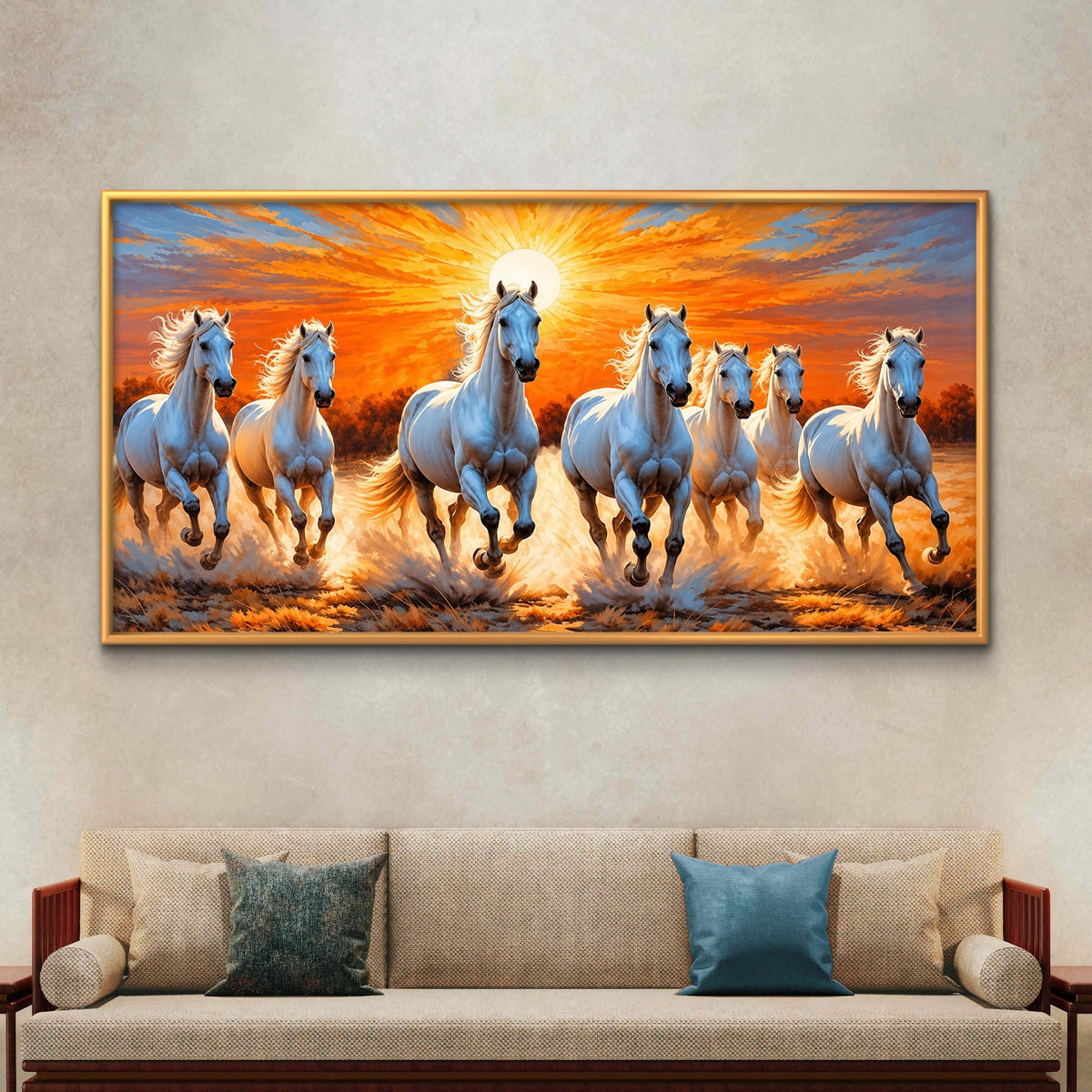 Seven Horses Premium Canvas Painting - Buy Online | Decor By Neon