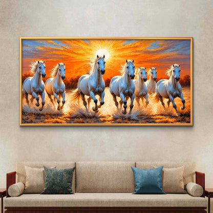 Seven Horses Premium Canvas Painting