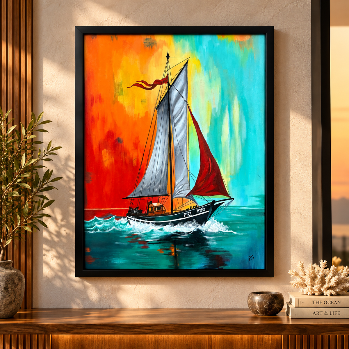 Sailing Through Colours Original & Exclusive Hand Painting 19 x 25 Inches  | Premium Canvas Wall Art  (Only 1 in Stock) - Buy Online | Decor By Neon