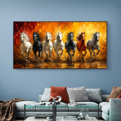 Seven Horses Premium Canvas Painting