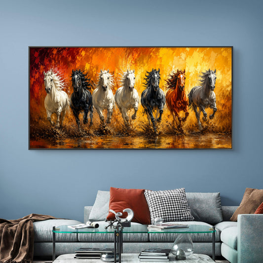 Seven Horses Premium Canvas Painting - Canvas Wall Art | Decor By Neon