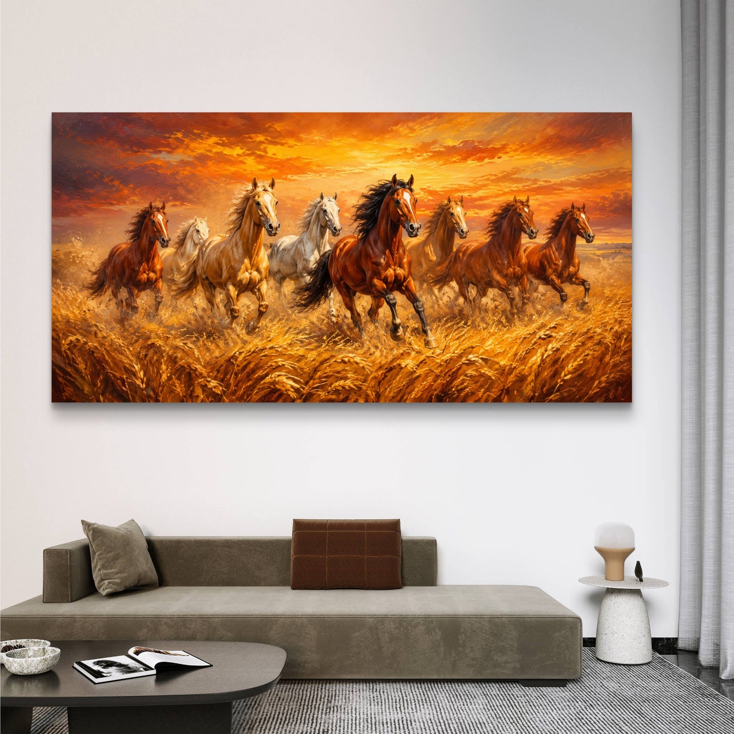 Seven Horses Premium Canvas Painting - Buy Online | Decor By Neon