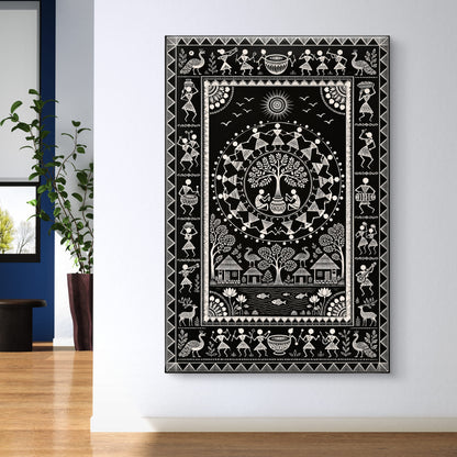 Warli Art Premium Canvas Painting