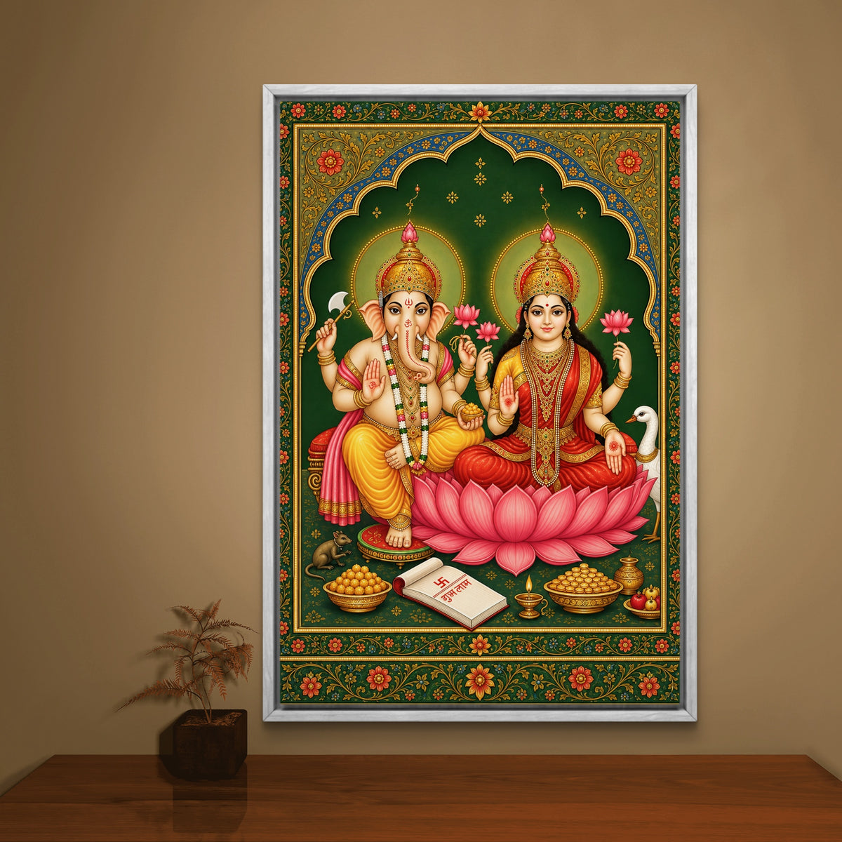 Ganesh Lakshmi Ji Premium Canvas Painting - Buy Online | Decor By Neon