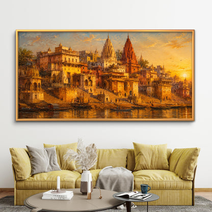 Banaras Ghat Premium Canvas Painting