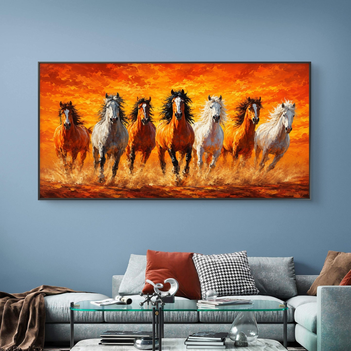 Seven Horses Premium Canvas Painting - Buy Online | Decor By Neon