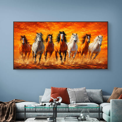 Seven Horses Premium Canvas Painting