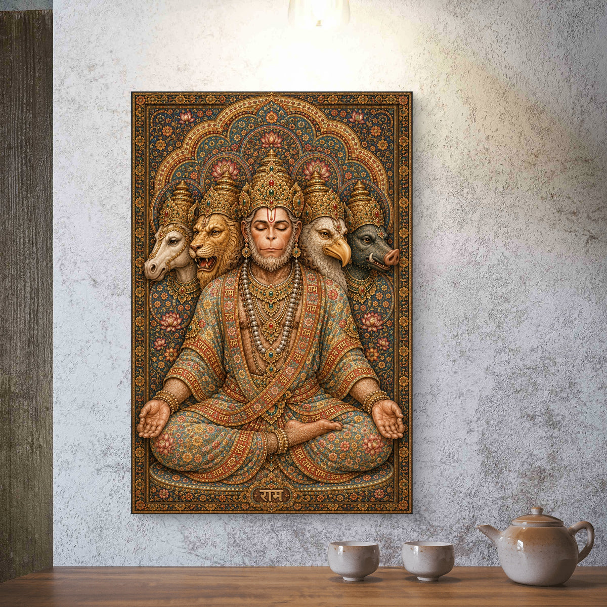 Panchmukhi Hanuman Ji Premium Canvas Painting - Buy Online | Decor By Neon