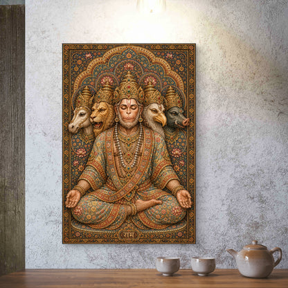 Panchmukhi Hanuman Ji Premium Canvas Painting