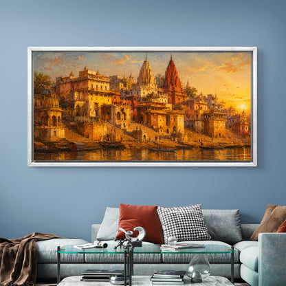 Banaras Ghat Premium Canvas Painting