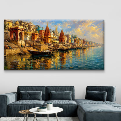 Banaras Ghat Premium Canvas Painting