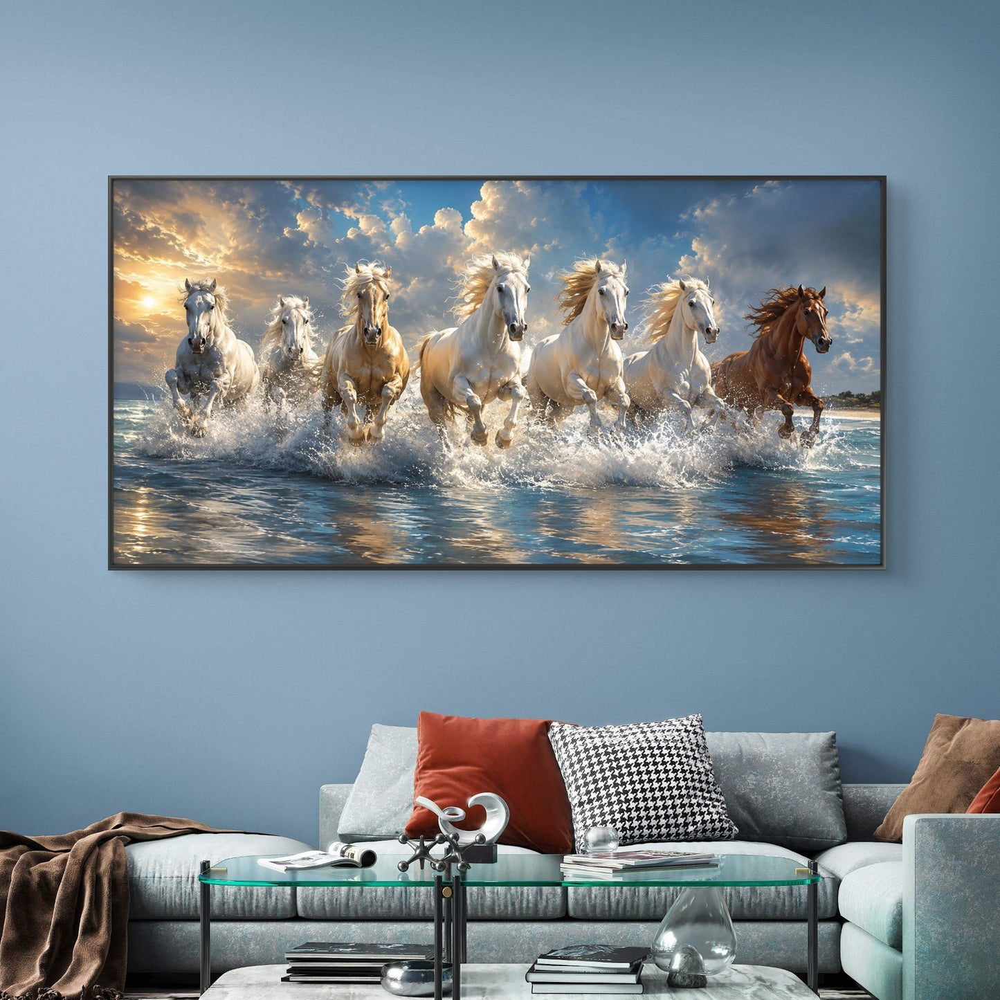 Seven Horses Premium Canvas Painting - Buy Online | Decor By Neon