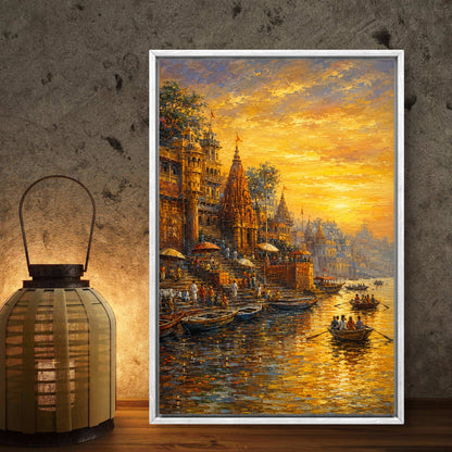 Banaras Ghat Premium Canvas Painting