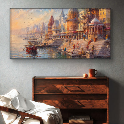 Banaras Ghat Premium Canvas Painting
