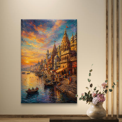 Banaras Ghat Premium Canvas Painting
