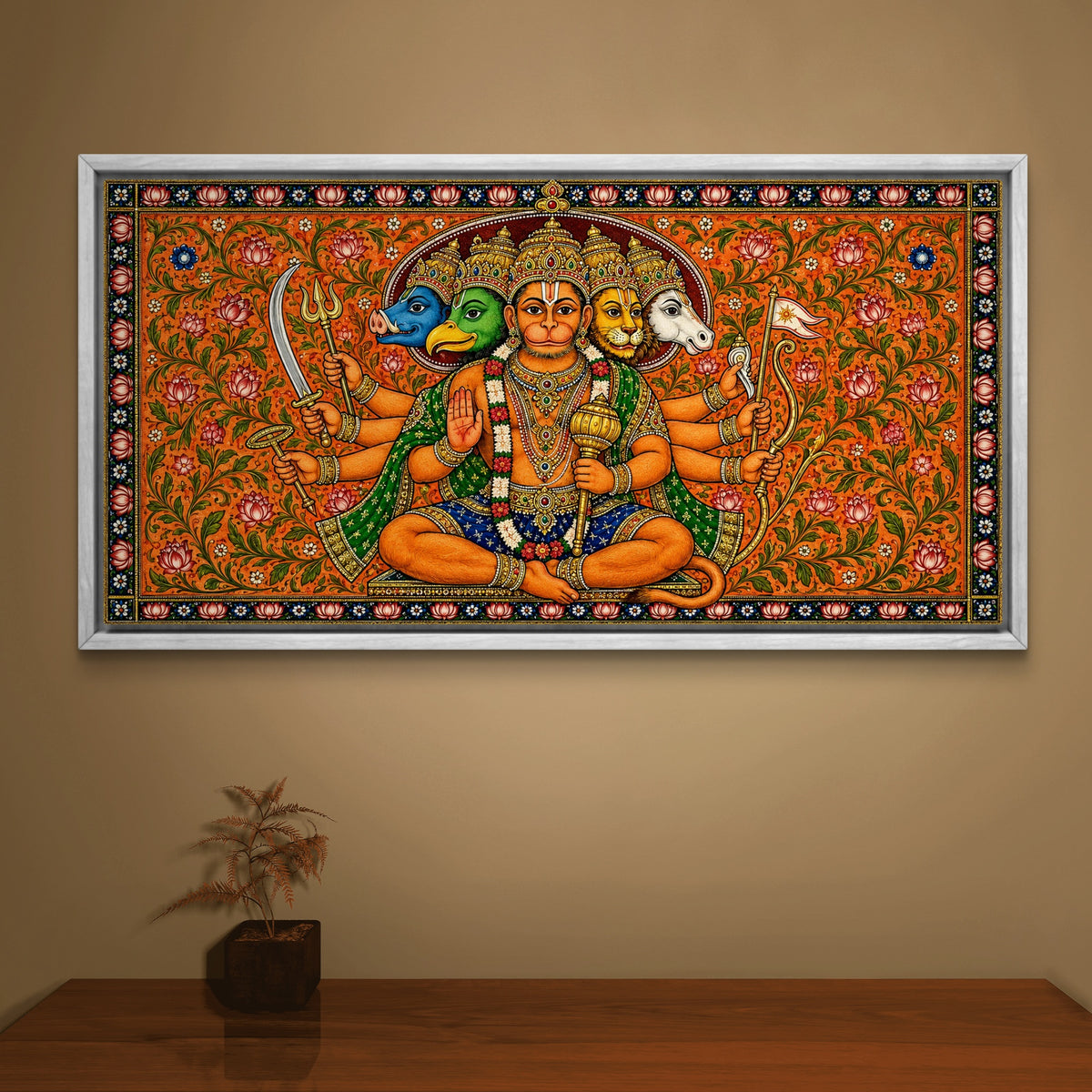Panchmukhi Hanuman Ji Premium Canvas Painting - Buy Online | Decor By Neon
